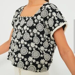 HYACINTH HOUSE Black & Ivory Eyelet Vivienne Blouse Size XL